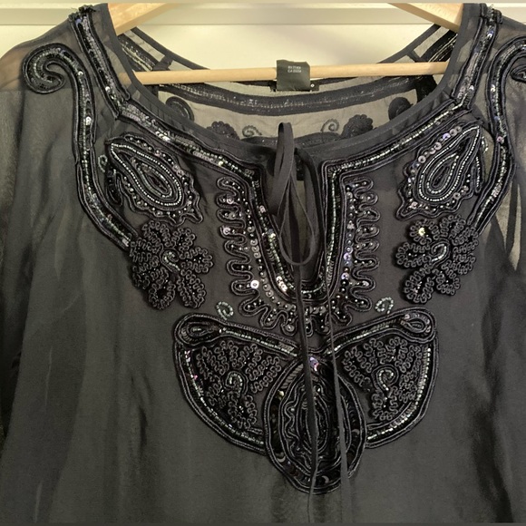 Club Monaco silk chiffon embroidered sequinned blouse, size XS - Picture 13 of 13
